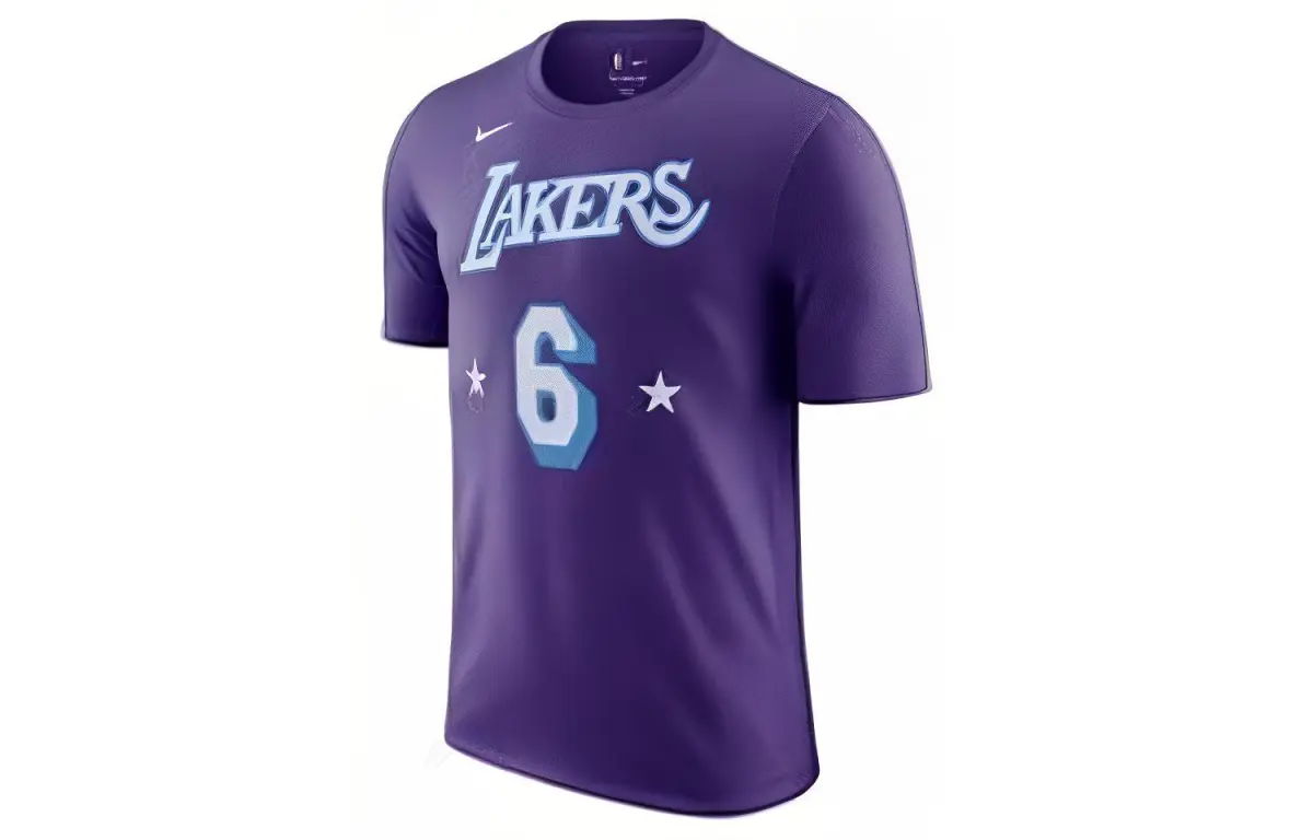 Nike T-Shirts Men's Los Angeles Lakers Crew Neck Moderate Straight Fit