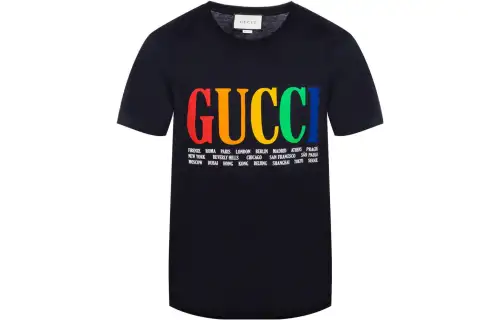 GUCCI T Shirts Men's Black Crew Neck Moderate Straight Fit