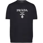 PRADA T Shirts Men's Dark Blue Crew Neck Moderate Straight Fit