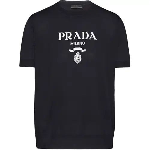 PRADA T Shirts Men's Dark Blue Crew Neck Moderate Straight Fit