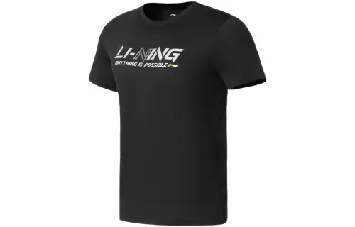 Li Ning Training Series T Shirts Men's Black Crew Neck Moderate Straight Fit