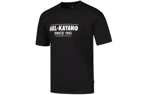 ASICS T Shirts Unisex Black Crew Neck Moderate Straight Fit