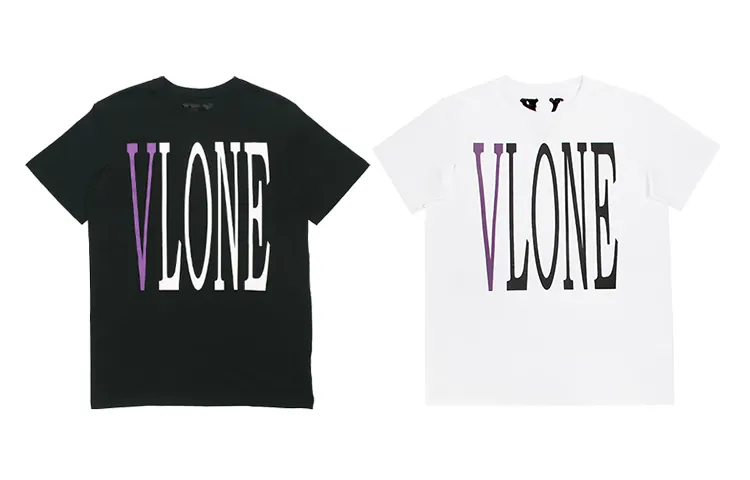 VLONE T Shirts Unisex 2 Pack Black+White Crew Neck Moderate Straight Fit