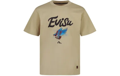 EVISU T Shirts Men's Apricot Crew Neck Moderate Straight Fit
