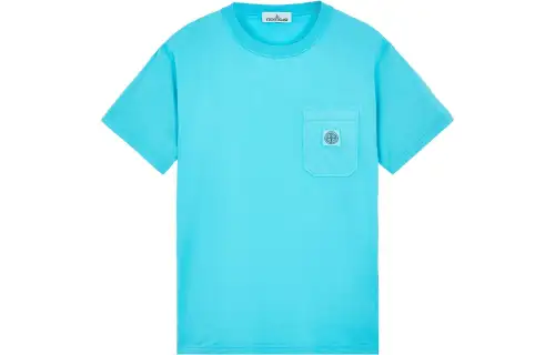 STONE ISLAND T Shirts Men's Sky Blue Crew Neck Moderate Straight Fit