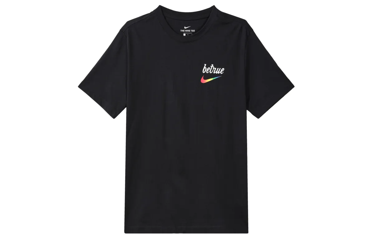 Nike T-Shirts Men's Black Crew Neck Moderate Straight Fit