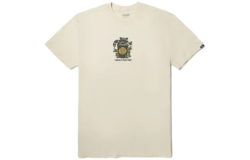 Vans T-Shirts Unisex Vintage White Crew Neck Moderate Straight Fit