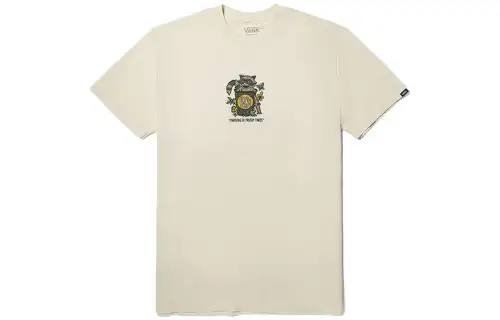 Vans T Shirts Unisex Vintage White Crew Neck Moderate Straight Fit