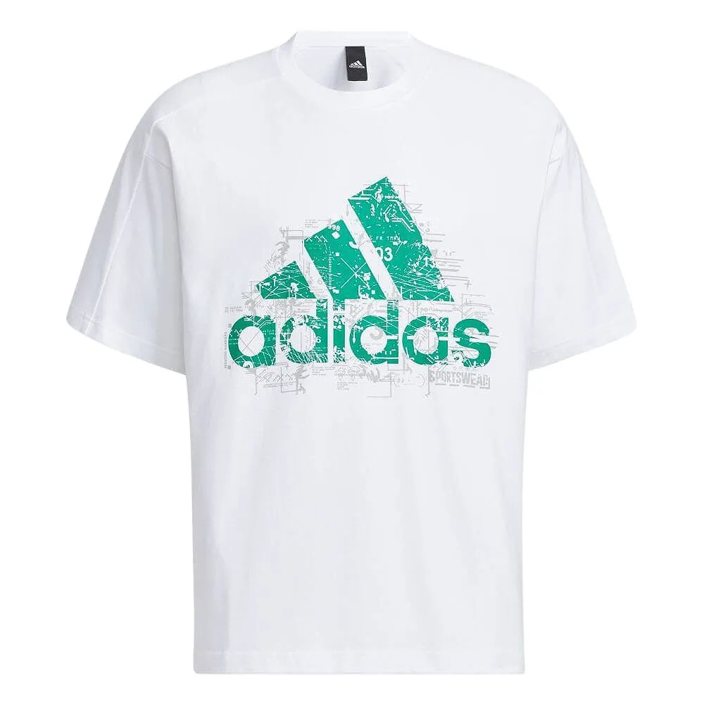 Adidas T-Shirts Men's White Crew Neck Moderate Straight Fit