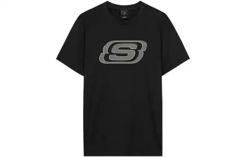 Skechers T Shirts Unisex Carbon Black Crew Neck Moderate Straight Fit