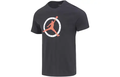 Jordan T Shirts Men's Black Crew Neck Moderate Straight Fit