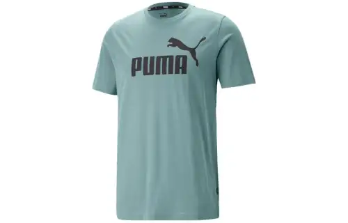 PUMA T Shirts Men's Turquoise Crew Neck Moderate Straight Fit