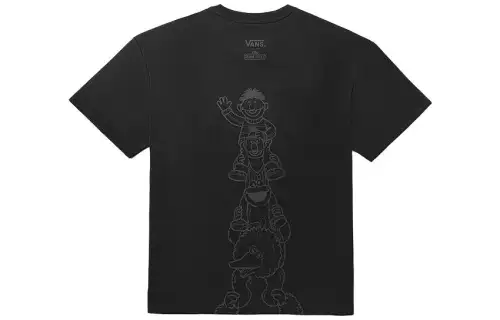 Vans X SESAME STREET T Shirts Unisex Black Crew Neck Moderate Straight Fit