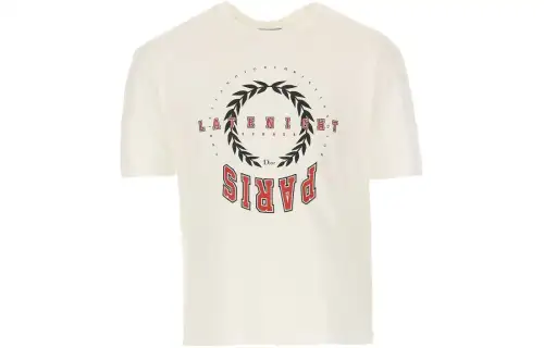 DIOR T Shirts Men's White Crew Neck Moderate Straight Fit