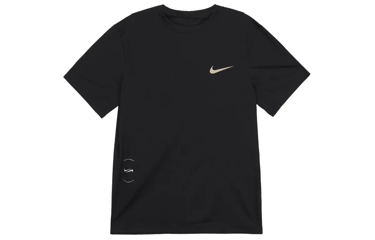 Nike T-Shirts Men's Black Crew Neck Moderate Straight Fit