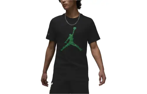 Jordan T Shirts Men's Black Crew Neck Moderate Straight Fit