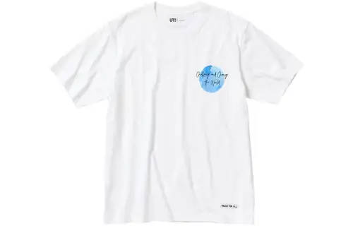 UNIQLO T Shirts Unisex White Crew Neck Moderate