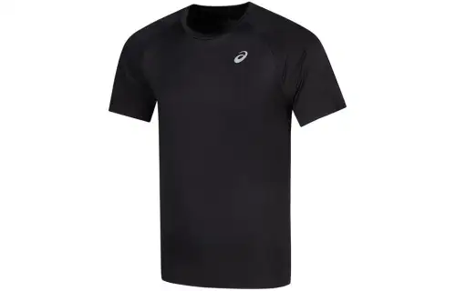 ASICS T Shirts Men's Black Crew Neck Moderate Straight Fit