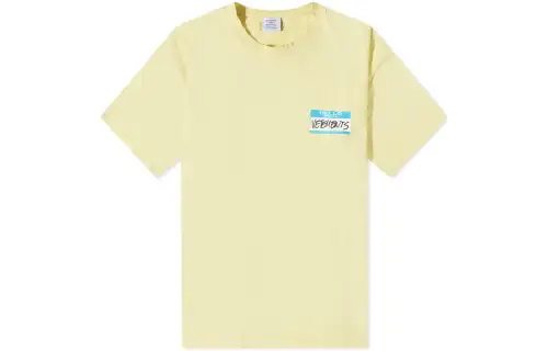 Vetements T Shirts Men's Yellow Crew Neck Moderate Straight Fit