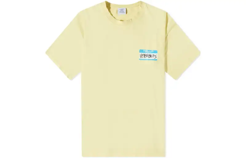 Vetements T Shirts Men's Yellow Crew Neck Moderate Straight Fit