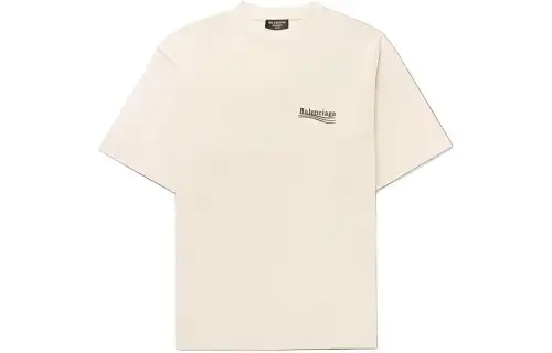 Balenciaga T Shirts Men's White Crew Neck Moderate Straight Fit