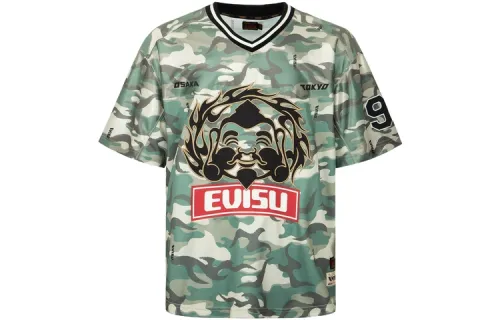 EVISU T Shirts Men's Camouflage V Neck Moderate Straight Fit