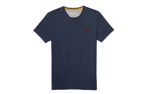 Timberland T Shirts Men's Dark Blue V Neck Moderate Straight Fit