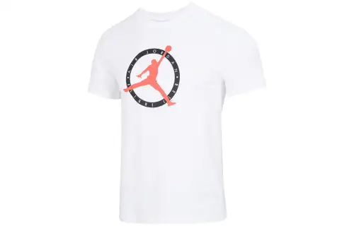 Jordan T Shirts Men's White Crew Neck Moderate Straight Fit