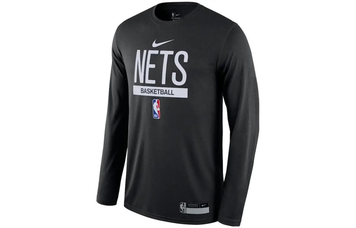 Nike Nba Brooklyn Nets Team Logo Long Sleeve Dri Fit T shirt