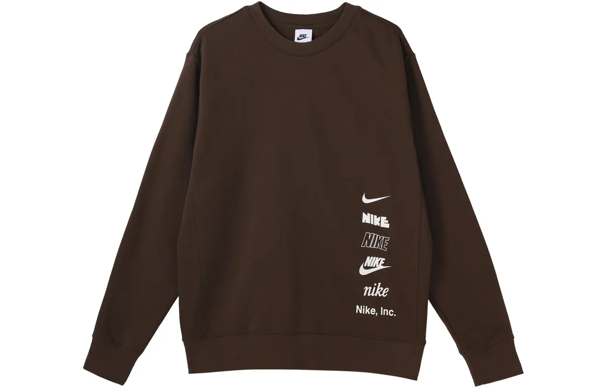 Nike T-Shirts Men's Brown Crew Neck Moderate Straight Fit