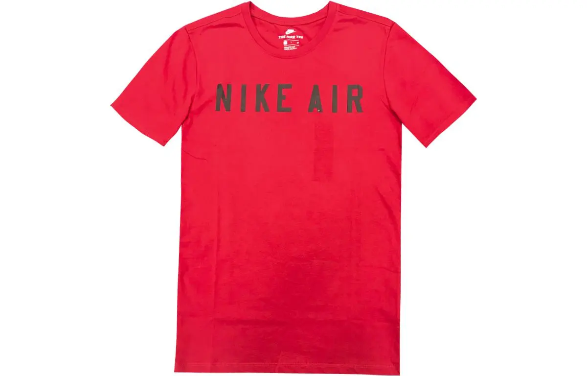 Nike T-Shirts Men's Red Crew Neck Moderate Straight Fit