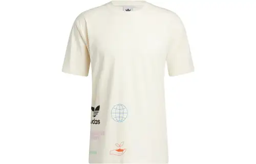 Adidas Originals T Shirts Men's White Crew Neck Moderate Straight Fit