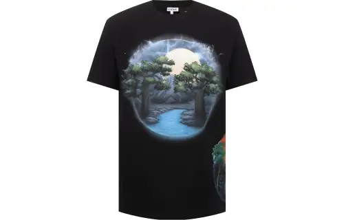 LOEWE T Shirts Men's Black Crew Neck Moderate Straight Fit