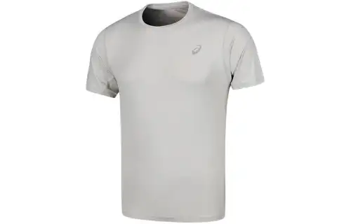 ASICS T Shirts Men's Light Gray Crew Neck Moderate