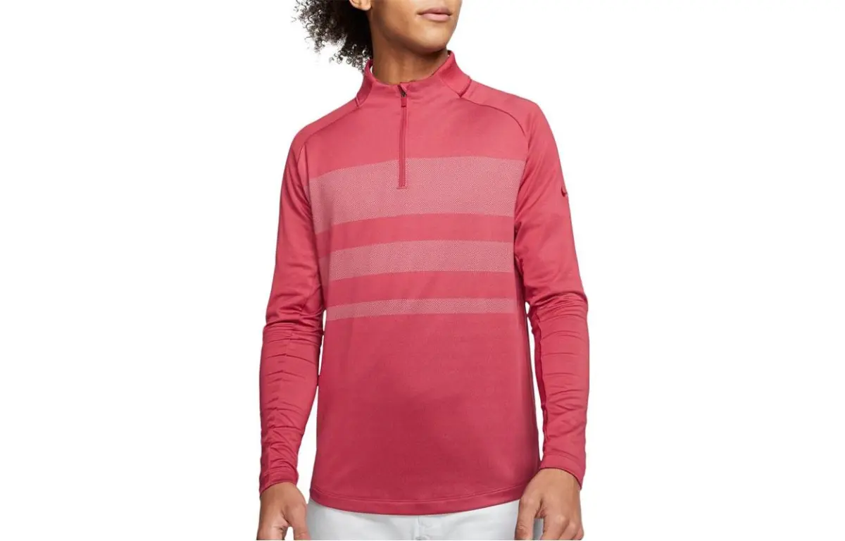 Nike T-Shirts Men's Red Stand Collar Moderate Straight Fit