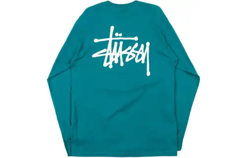 Stussy T Shirts Men's Turquoise Crew Neck Moderate
