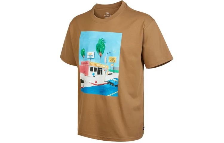 Nike T Shirt Men's Dark Floating Wood Brown