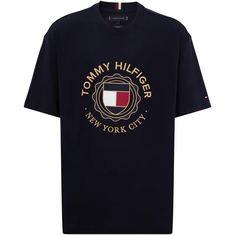 Tommy Hilfiger T Shirts Men's Navy Blue DW5 Crew Neck Moderate Straight Fit
