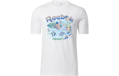 Reebok T Shirts Unisex White Crew Neck Moderate Straight Fit