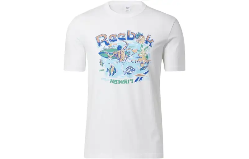 Reebok T Shirts Unisex White Crew Neck Moderate Straight Fit