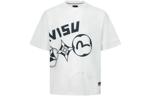EVISU T Shirts Men's White Crew Neck Moderate Straight Fit