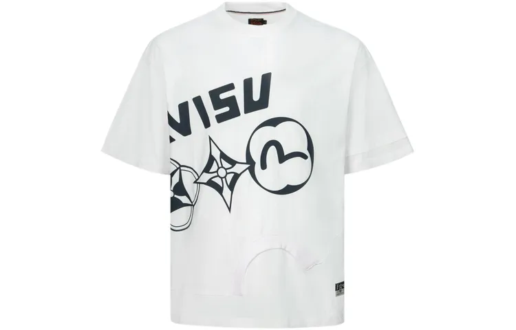 EVISU T Shirts Men's White Crew Neck Moderate Straight Fit