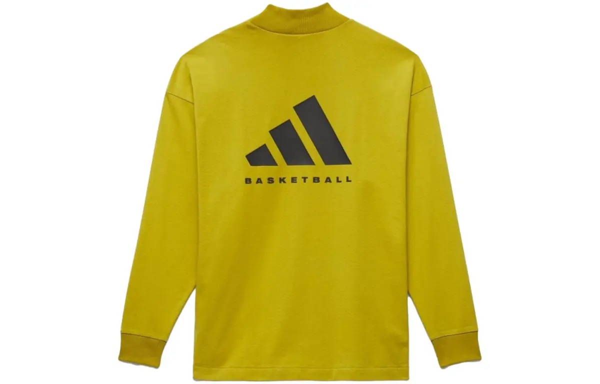 Adidas T-Shirts Unisex Yellow Half-Turtleneck Moderate Straight Fit
