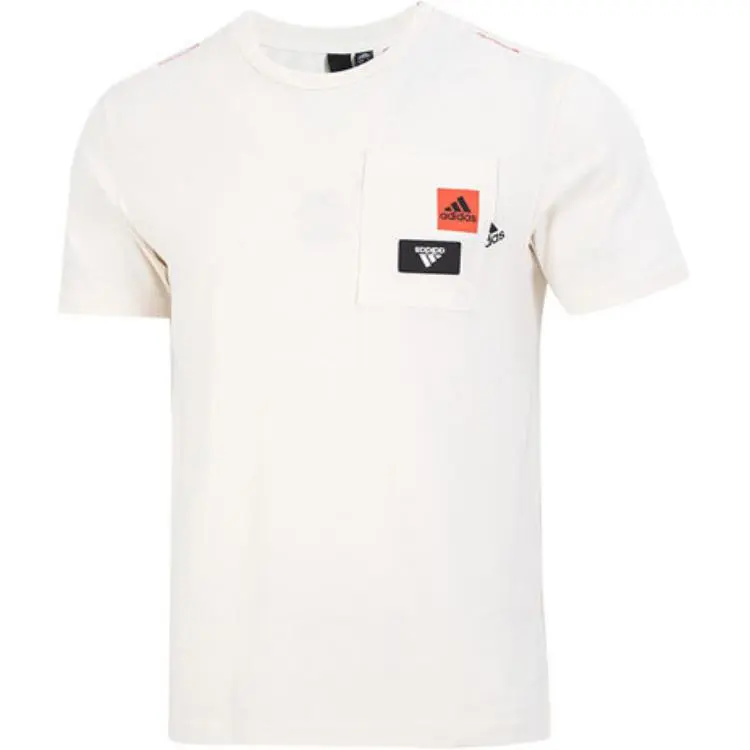 Adidas T-Shirts Men's White Crew Neck Moderate Straight Fit