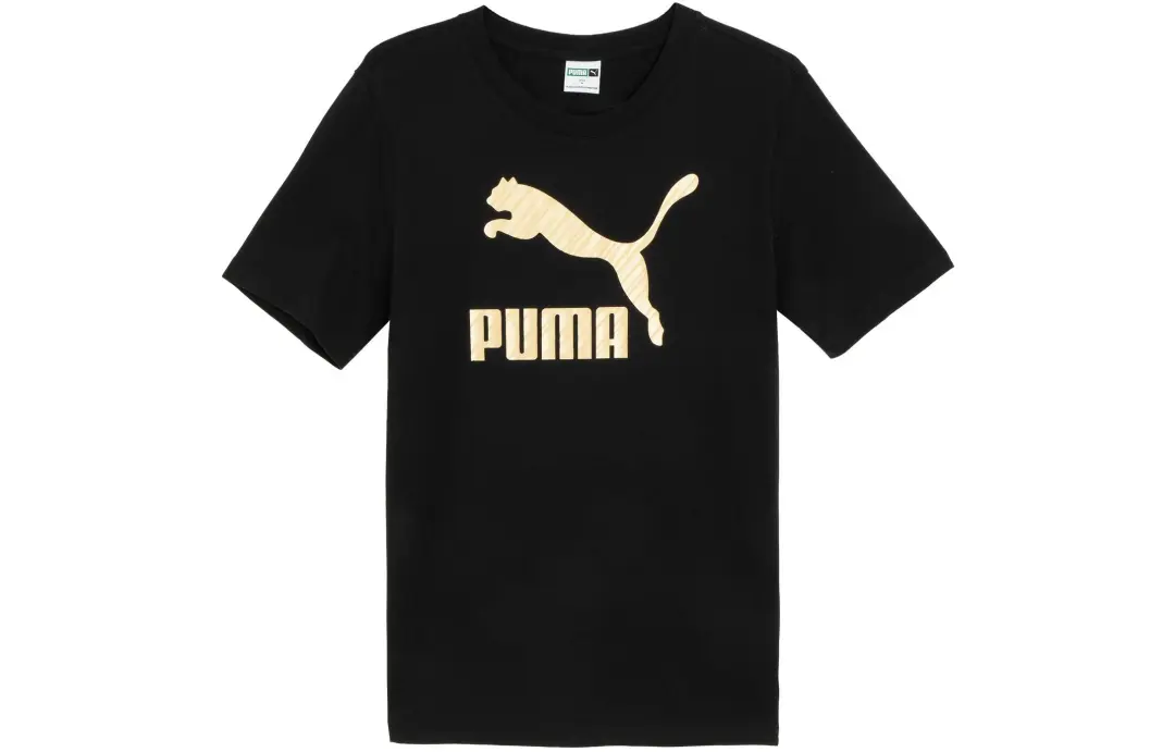 PUMA T Shirts Men's Black Crew Neck Moderate Straight Fit