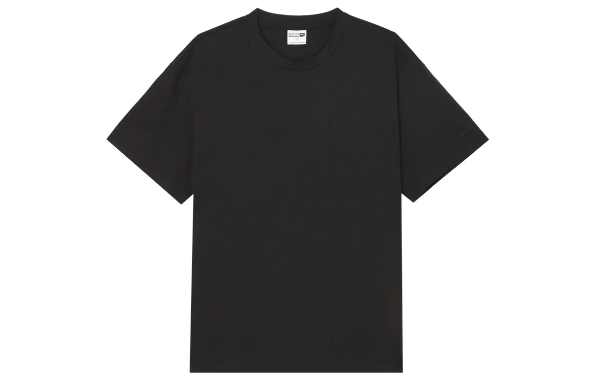 PUMA T-Shirts Men's Black Crew Neck Moderate Straight Fit
