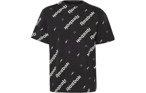 Reebok T Shirts Men's Black Crew Neck Moderate Straight Fit
