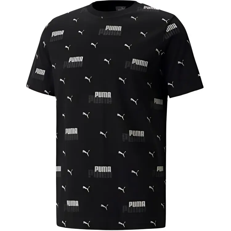 PUMA T-Shirts Men's Black Crew Neck Moderate Straight Fit