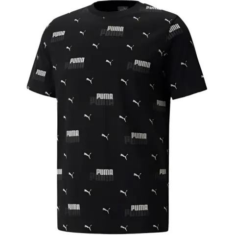 PUMA T-Shirts Men's Black Crew Neck Moderate Straight Fit