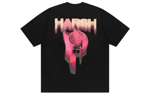 HARSH AND CRUEL T Shirts Unisex Black Crew Neck Moderate Straight Fit